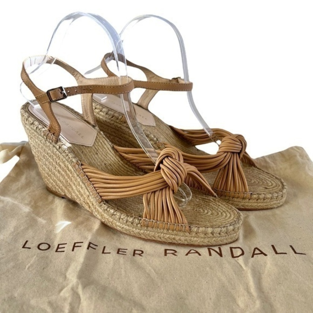 Loeffler Randall Priya Wedge Espadrille in Beige/Khaki - Heeled Leather Sandal